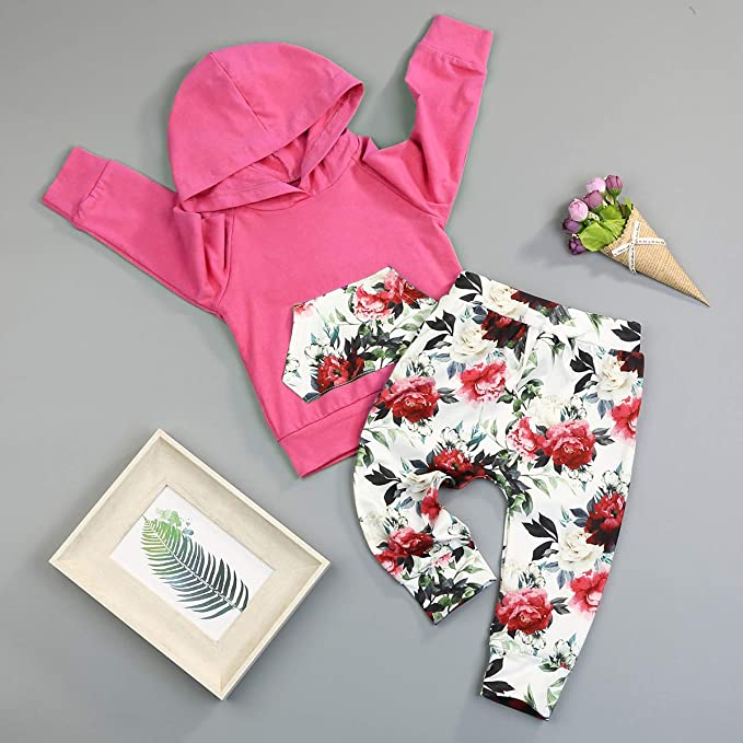 Oklady Toddler Baby Girl Outfit Little Miss Sassy Pants Tops Floral Pants Fall and Winter Clothes Sets