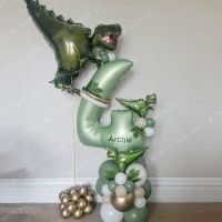 31pcs/set 40inch Vintage Green Number Balloon Animal Dinosaur Balloons Kids Jungle Safari Wild One Birthday Party Decoration Artificial Flowers  Plant