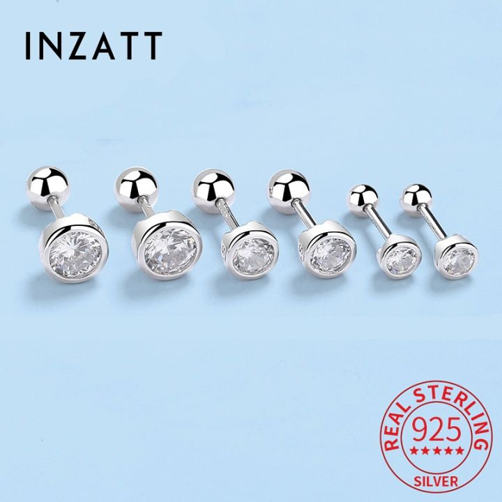 inzatt-real-925-sterling-silver-zircon-round-thread-bead-stud-earrings-for-women-classic-fine-jewelry-minimalist-accessories