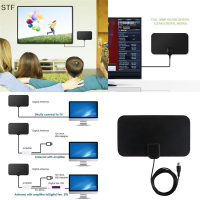 STF เสาอากาศทีวี HDTV แบน HD ดิจิตอลในร่ม50ไมล์ tvfox VHF UHF DVB