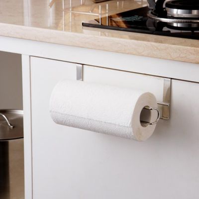 1pcs Paper Holder Stainless Steel Paper Towel Holder Rustproof Hanging Tissue Rack Roller Stand  Bathroom Storage Toilet Bathroom Counter Storage