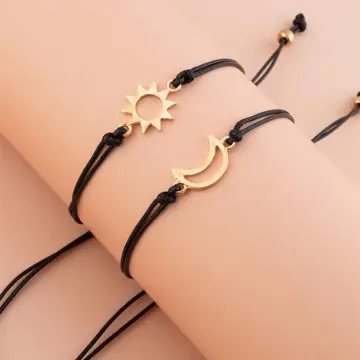 2pcs Couples Bracelet Sun & Moon Heart Charm Magnetic 
