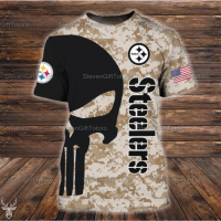 Pittsburgh Steelers Nfl Camo 3D Printed T-Shirt Hot Summer 2022 T-Shirt{plenty}