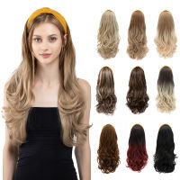Synthetic Long Wavy Headband Wig Female Ombre Brown Black Blonde Cosplay Natural Heat Resistant Half Hair Wig for Women