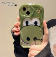 RouJiang เคสสำหรับ Samsung A34 A14 A04 A54 A04s A04E A24 A23 A13 A03 A30s A52 A50s A52s A02s A03s ป้องกันเนื้อนิ่ม TPU การ์ตูนผิวจระเข้สีเขียวขอบหยักฝาครอบเคสโทรศัพท์ปิดขอบโค้งงอ