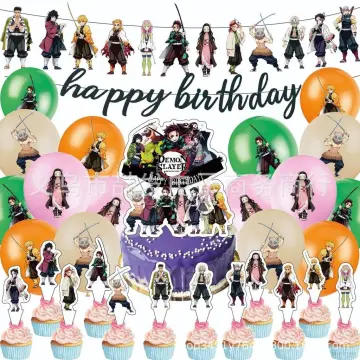 1Set Demon Slayer Kimetsu No Yaiba Balloons Anime Demon Slayer Birthday  Banner Cake Topper Girls Kids Birthday Party Decorations