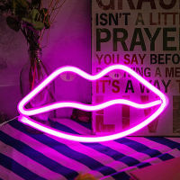 Lip Shaped Neon Sign Always on USBBattery Powered Acrylic Wall Decor Hanging Decorative Home Atmosphere LED Night Light JS22