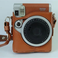 PU Leather Camera Bag Case For Fujifilm Instax Mini 90 Fuji mini 90 Storage Cover With Shoulder Strap