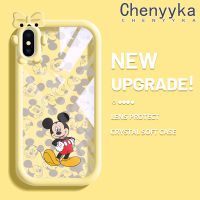 เคส Chenyyka สำหรับ iPhone X Xs Xr Xs Max เคสลายการ์ตูนมิกกี้น่ารักเมาส์ลวดลายลวดลายขอบสีสันสดใสโปร่งใสเคสกันกระแทกนิ่มเคสโทรศัพท์ซิลิโคนหนาทนทานต่อการตกหล่น