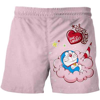 Summer Kids Boys shorts Children Swim Fashion Breathable Shorts Baby Girls 3D Cartoon Anime Doraemon Print Cute Funny Trunks