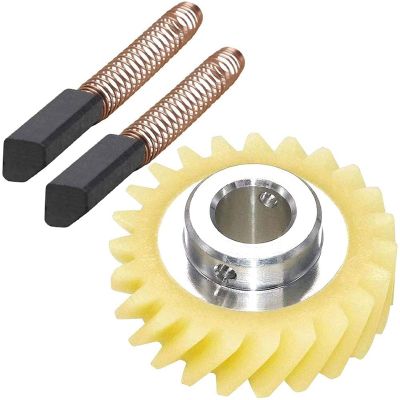 W10112253 9706416 Motor Brush W10380496 4162897 Mixer Worm Drive Gear for Kitchenaid Stand &amp; a Pair of Motor Brush