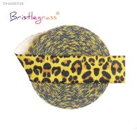 ✳✲● BRISTLEGRASS 2 5 10 Yard 3/4 20mm Yellow Leopard Print Fold Over Elastic FOE Spandex Satin Band Tape Hair Tie Dress Sewing Trim