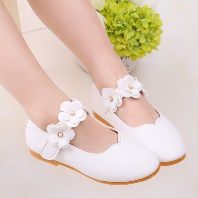 1-11 year Leather Girls Shoes Flowers Party Shoes For Baby Princess Shoes for Kids Children Flats Dress Shoe White Sandal MCH017
