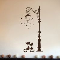 Cats Under The Street Light Wall Stickers Romantic Background For Home Decoration Mural Wallpaper Art Decals Love Cat Sticker Wall Stickers  Decals