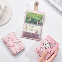 Dompet Kartu Kredit Hello Kitty Tempat Kartu Ritsleting Dompet RFID Pria Wanita 10.5Cm x 7.5Cm Menampung 20 Kartu Paket ID Bahan Pu