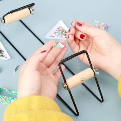 ◑☁✱ Weaving Beading Loom Easy-to-Use DIY Tool with Elastic Band Charm Czech Glass Beads Needle for Bracelet Necklace Jewelry Makinng