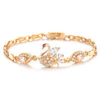 Cyue Hot-selling Fashion Chain Exquisite Gold-plated Swan Pave Crystal Bracelet Accessories For Women Jewelry