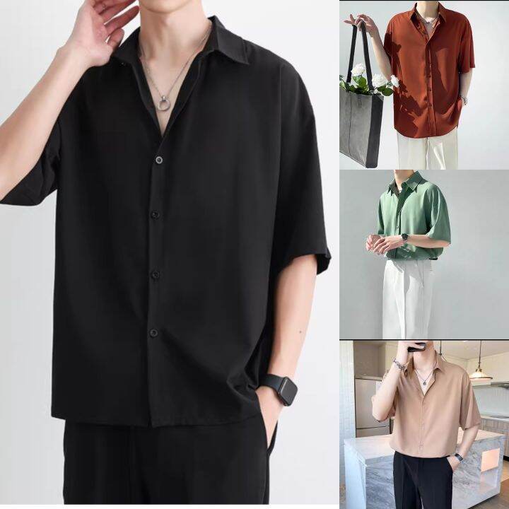 Men's Short Sleeve Oversized Korean Style Shirt 