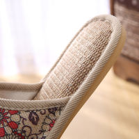 Indoor couples Linen slippers, wooden floor for home, antiskid slippers for men and women in spring and summer slippers