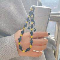 New Resin Handmade Beaded Black Yellow Beads Chain Anti-lost Mobile Phone Lanyard