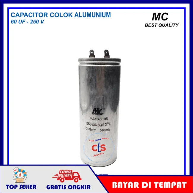 Kapasitor Capacitor Ac 60 Uf 250 V Aluminium Spare Part Ac Lazada Indonesia 