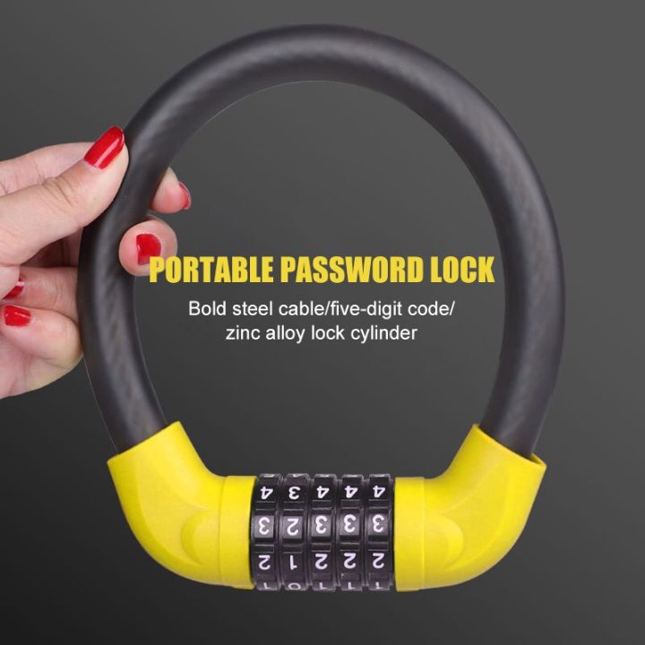 pcycling-bicycle-anti-theft-lock-five-digit-password-electric-motorcycle-bold-anti-shear-portable-locks