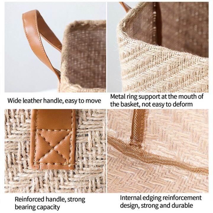 foldable-storage-basket-jute-storage-box-simple-clothing-storage-basket-collapsible-box