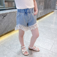 IENENS Summer Girls Jeans Shorts Fashion Kids Denim Short Pants Children Lace Bottoms for 4-12 Years Baby Clothes