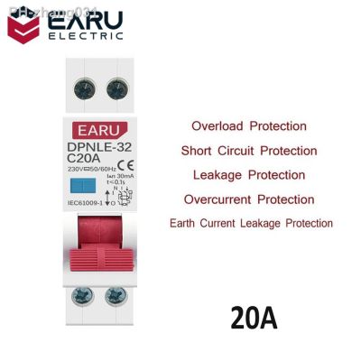 20A 18MM Mini 230V 50/60Hz RCBO 1P N 6KA Residual Current Differential Automatic Circuit Breaker Over Current Leakage Protection