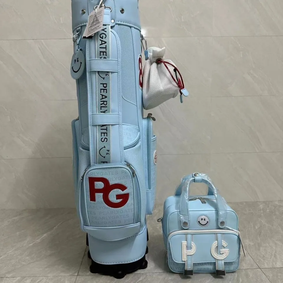 ✠ PEARLY GATES golf bag 23 spring female letter one-shoulder oblique bag  two-wheel smiling face pull wheel bag