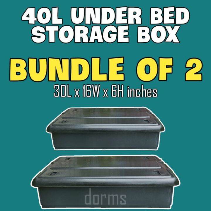 ( 2 PIECES )40Ltrs Under Bed Storage with wheels Lazada PH