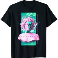 New Arrivals Vaporwave Medusa Statue with Skull Aesthetic Art Retro T-Shirt Christmas Gift