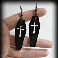 【hot】﹊  Gothic Cruz Brincos de Vampiro Caixão Zinco Acessórios Punk Jóias Atacado Novo