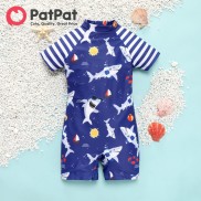 PatPat Toddler Boy Vui Tươi Shark In Sọc Onepiece Áo Tắm