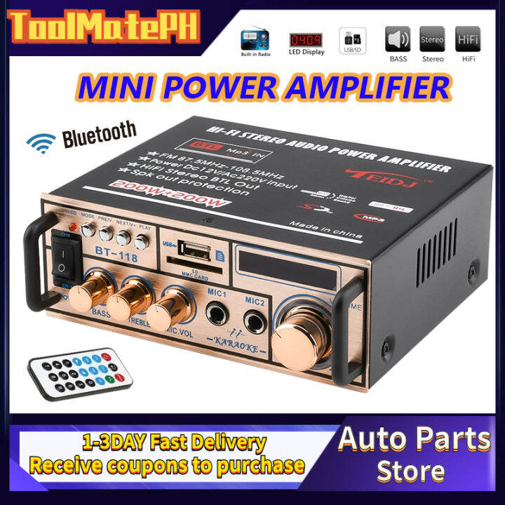 400W Digital HIFI Bluetooth Stereo Audio Amplifier BT-118 Power ...