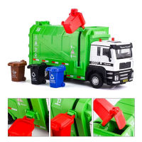 132 City Garbage Truck Car Model Diecasts Metal Garbage Sorting Sanitation Vehicle Car Model Sound and Light Childrens Toy Gift