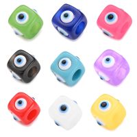 5pcs 12x14mm Evil Resin Beads Big Hole Loose Spacer Jewelry Making Keychain Chain