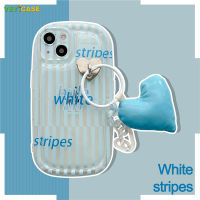 Simple Blue Strip ฝาครอบเลนส์เคสโทรศัพท์พร้อมจี้สำหรับ Apple iPhone 14 13 12 11 X XS Pro Max Plus XR Soft ซิลิโคน Anti-Drop ป้องกันปกหลังโทรศัพท์มือถือกรณี