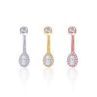 PiercingRoomByJay Teardrop CZ Diamond Sterling Silver Belly Ring จิวสะดือ หยดน้ำล้อมเพชร เงินแท้