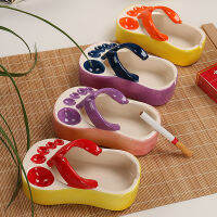 ที่เขี่ยเซรามิกสร้างสรรค์มือวาด Flip-Flops รอยเท้าที่เขี่ย