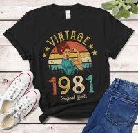 เสื้อเบลาส์ผู้หญิงสไตล์ใหม่2023วินเทจ1981ชิ้นส่วนดั้งเดิมเสื้อยืด40th อายุ40ปีไอเดียของขวัญวันเกิดแม่ภรรยาผู้หญิงหญิงสาวลูกสาวเสื้อยืดย้อนยุคตลก