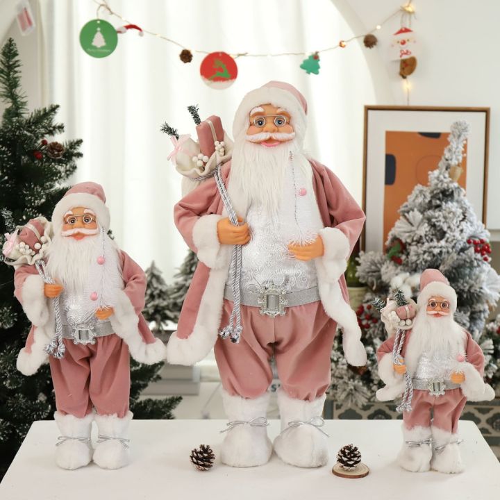 cw-30cm-45cm-christmas-santa-claus-doll-ornaments-merry-christmas-decorations-for-home-xmas-ornaments-pink-gift-happy-new-year