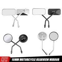 Motorcycle Rearview Side Mirror with 10mm Screws Universal Round Square Retro Modified Motorbike For Honda For yamaha