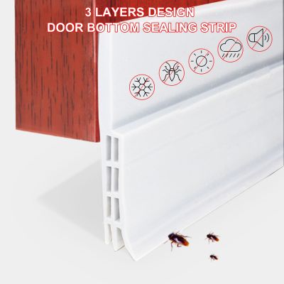 1M Door Bottom Rubber Seal Strip Self-Adhesive Door Gap Plug Silicone Weatherstrip Anti Dust Windproof Bedroom Sound Insulation