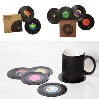 2/4 pcs บันทึกถ้วย Retro Disk Cup Mat Anti-slip จานรองแก้วกาแฟทนความร้อนเครื่องดื่มแก้วตาราง Placemat ผู้ถือ Home Deco-ju544982