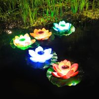 ▩∈♚ Solar Artifical Floating Lotus Light Solar Powered Night Light Pool Light Lotus Lamp Garden Pond Fountain Decor Outdoor Lighting