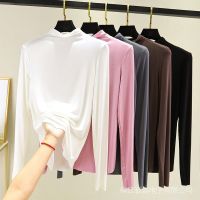 COD DSFDGDFFGHH German Velvet Half-High Collar Long-Sleeved Bottoming Shirt Womens Inner Large Size Loose Thin T-Shirt Versatile Slimmer Look Top