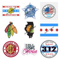 ┅ Chicago Illinois Flag Bumper Sticker ROUND Chicago Fire Department Seal Sticker (cfd Logo Dept) Graphic Auto Wall Laptop Cell