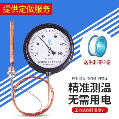 ☌▨ Pressure thermometer boiler pointer gauge industrial with probe line customizable stainless steel steam