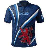 2023 Lion and Map Scotland Scotland Celtic Polo Shirt Scottish Lion with Thistle Patterns  size ：XS-6XL 002